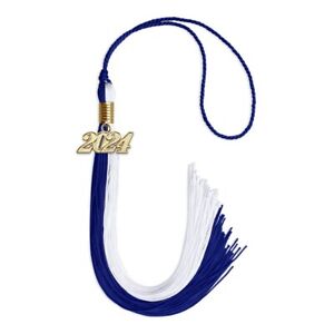 Endea Graduation Royal Blue/White Tassel With Gold Date Drop