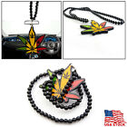 Cannabis Leaf Style Rearview Mirror Beaded Car Hanging Ornament Pendant Necklace