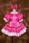 Girl Sissy Maid Satin Lockable Dress Cosplay Costume CD/TV Tailor-made
