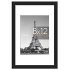 Picture Frame 8X12 , Display Pictures 6X8 with Mat or 8X12 without Mat, Black