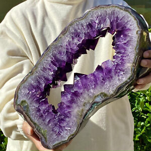 New Listing27.25lb Natural Amethyst Cave Crystal Slice Crescent shaped Hand Cut