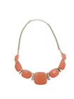 Gold Tone Coral Pink Rhinestone Statement Necklace