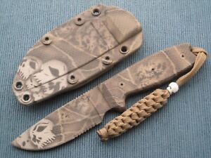 Ontario Knife Company RAT-3 1095 Duracoat Skull Finish Fixed Blade Knife, Sheath