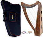 Midwest 22 Strings Celtic Style Brown Lever Harp with Bag, Tuning Key and String