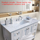 43 inch Bathroom Stone Vanity Top With Rectangle Ceramic Sink + Back Splash US