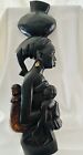 Ghana Africa Working Woman Carry Baby on Back-Hand Carved Wood Wall Art Tall