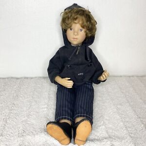 Gotz Boy Jointed Doll Brown Eyes And Curly Hair Hoodie Pants Shirt Shoes Outfit