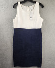 NY COLLECTION Petite Color Block Dress Women's 10P Navy Blazer/White Sleeveless~