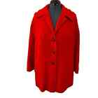 Vintage Red Wool Coat Women's Large Retro Wool Made in USA Wellington Fashions