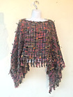 OS) CanvasBacks VTG Y2K Pullover Art To Wear Colorful Mixed Media Funky Poncho