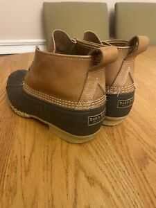 LL Bean Men's Brown Leather Lace Up Round Toe Ankle Duck Boots Size 11 Wide