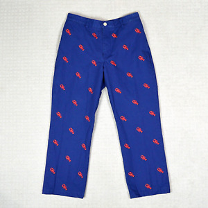 Vineyard Vines Club Pants Mens 30x28 Blue Embroidered Lobster Chino Tag 34x32