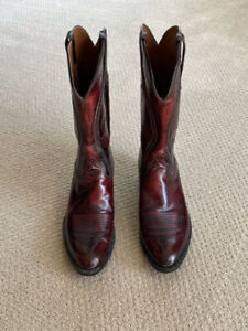 Luchese boots Mens' 12B worn once or twice, cordovan tooled leather.Almost new