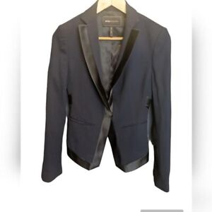 BCBG Max Azaria Mitra blazer military tuxedo Blazer Career jacket Crop navy xxs