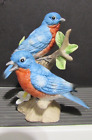 Vintage Porcelain Figurine Homco Blue Birds on Branch Figurine # 1400}