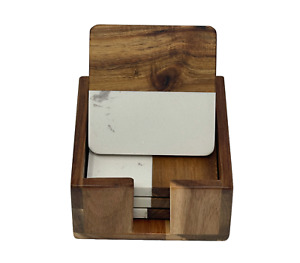 Marble Wood Coasters with Holder Drink Coasters Gift Set Whiskey Coaster Gifts