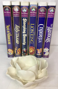 Lot of 6 Disney Animated Movies VHS Tapes Masterpiece Decorative Blue Purple