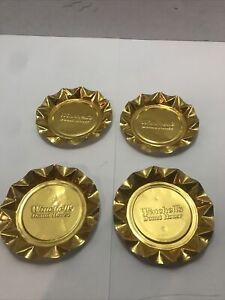 Lot Of 4 Vintage Winchell’s Donut House Pressed Tin Ashtray Gold