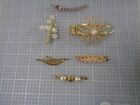 Vintage/Now Rhinestone Faux Pearls Hair Accessories Lot Barrettes, Clips 6 Pc