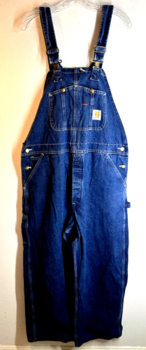 Carhartt Mens Denim Bib Overalls Medium Unlined jeans vintage Embroidered work