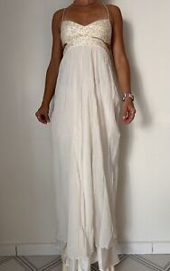 BCBG  MAXAZRIA Super Long White Dress Sequin Tied Top S. 2