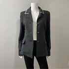 CAbi S Tipped Blazer Jacket Gray Ponte Knit Style 3030 Stretch Pockets Academic