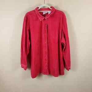 Vintage Blair Red Corduroy Button-Up Shirt Size 1X