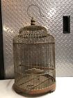 Large Unique Antique Vtg Chinese Bamboo Hanging Bird Cage 20” x 10” Never Used