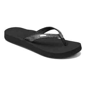 Reef Womens Star Cushion Sassy Flip Flop Sandals -  Black/Silver or Brown/White