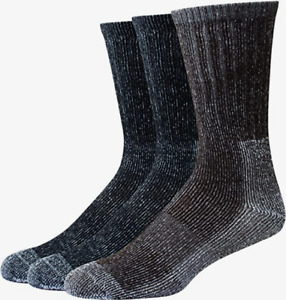 6 Pair Hanes X-Temp Warm Wool-Blend mens  6-12  dress-crew warm socks beige gray