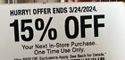HOME DEPOT Coupon of 15% OFF Your next IN-STORE ONLY, F/S Exp:05/26/24