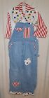 Vintage Homemade Clown Costume Outfit Adult Sz MADEWELL BIB OVERALLS POLKA DOTS