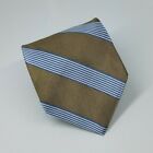 Brooks Brothers 346 Silk Tie Gold Blue Stripes Men Necktie 58.5 x 3.5