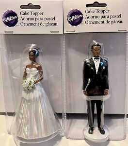 Wilton African American Bride or Groom Wedding Cake Toppers - New