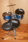 Kids drum set first act 3 pc, blue w/ accents