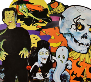 Vintage Halloween Cardboard Decoration Lot Die Cut Cut Outs 80s 90s Frankenstein