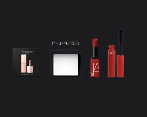 NARS 4 Piece Travel Set-Setting Powder-Blush-Red Lipstick-Climax Mascara-New!