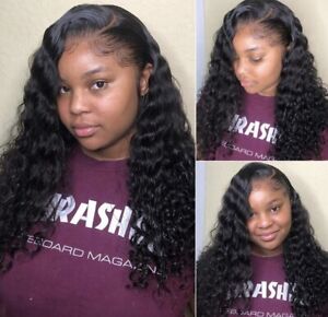 Vallbest 14in Lace Front Wigs Human Hair Pre Plucked with Baby Hair Water Wave