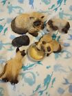 Lot Of 4 Stone Critter Cats And 1 Sandicast Himalayan And Siamese