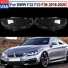 For 2018-2020 BMW 4-Series F32 F33 F36 Pair Front  Headlight Lens Clear Cover