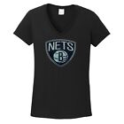 Women's  Brooklyn Nets rhinestone Basketball  T Shirt Tee Nets Ladies