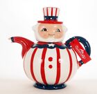 Johanna Parker Carnival Cottage Patriotic America July 4th Uncle Sam Teapot NEW