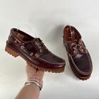 Timberland Heritage 3-Eye Men's Size 10.5 Wide Dark Brown Leather Lug Boat Shoes