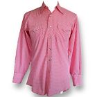 Vintage 70s H Bar C Ranchwear Mens Western Shirt 15.5 Red Gingham Pearl Snap