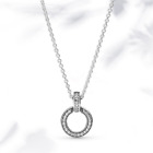 Authentic PANDORA Sparkle Pavé Double Circle Pendant Collier Necklace #399487C01
