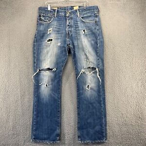 Vintage Abercrombie & Fitch Jeans 36x34 Blue Distressed Lowrise Fit 37x33 Y2K