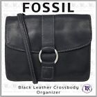 Fossil Black Leather Small Crossbody Organizer Vintage