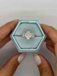 Diamond Ring Engagement 950 Platinum 4 Carat Oval Cut IGI GIA Lab Grown Size 6 7