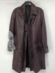 Hughes Hatcher Suffrin Brown Leather Coat - Size Mens 46