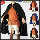 Mens' Medieval Knight Hooded Cloak Gothic Cape Viking Warrior Halloween Costume